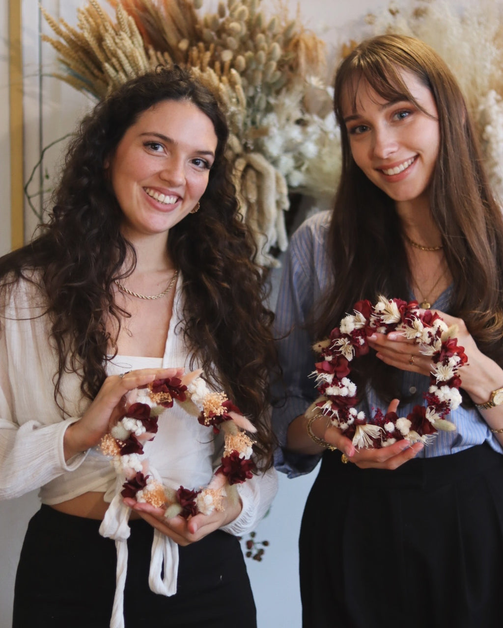Atelier couronne mural en fleurs séchées