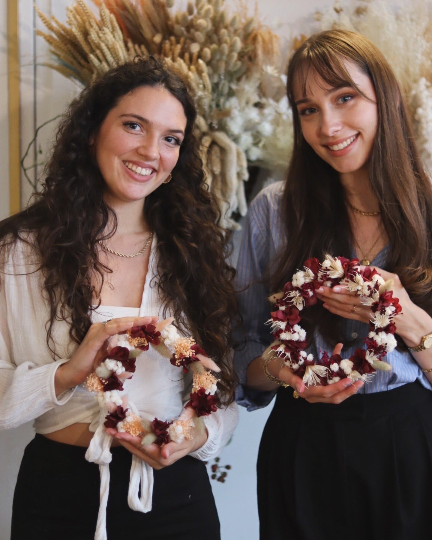 Atelier couronne mural en fleurs séchées