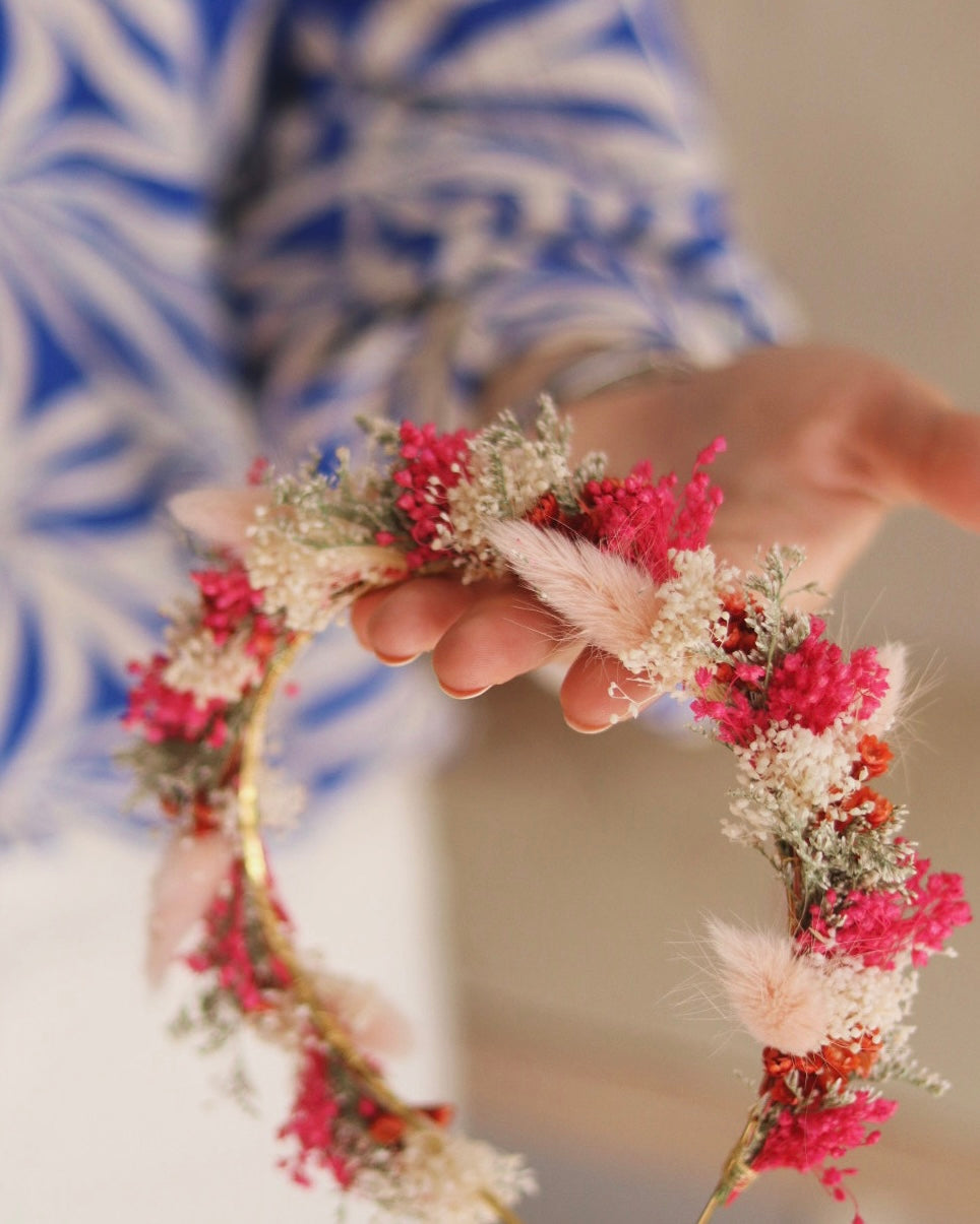Atelier serre-tête en fleurs séchées