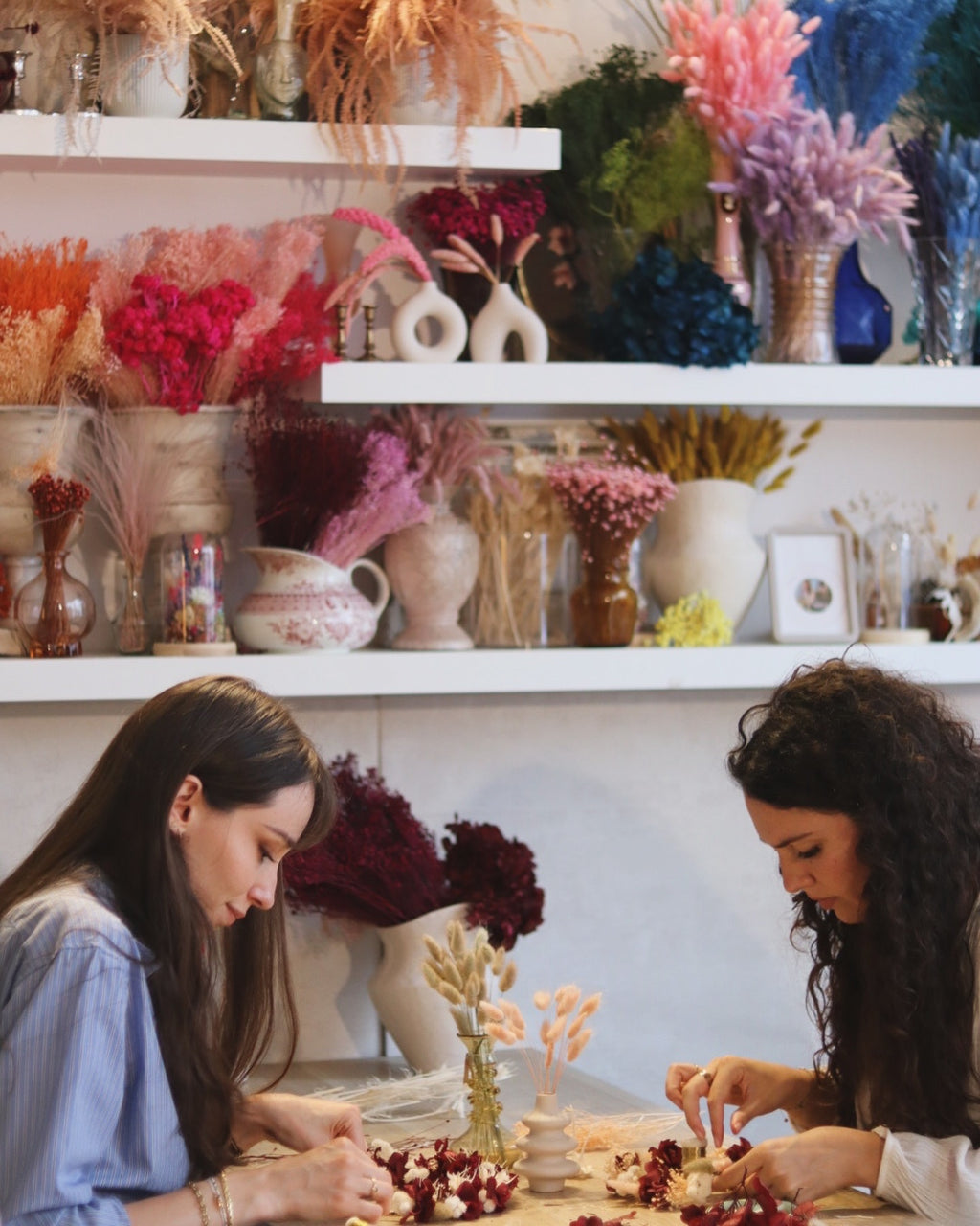 Atelier couronne mural en fleurs séchées