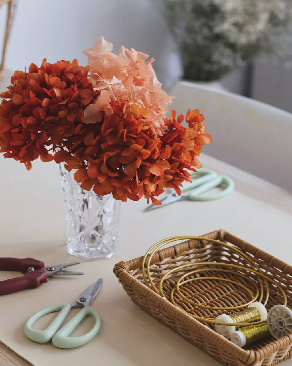 Atelier couronne mural en fleurs séchées
