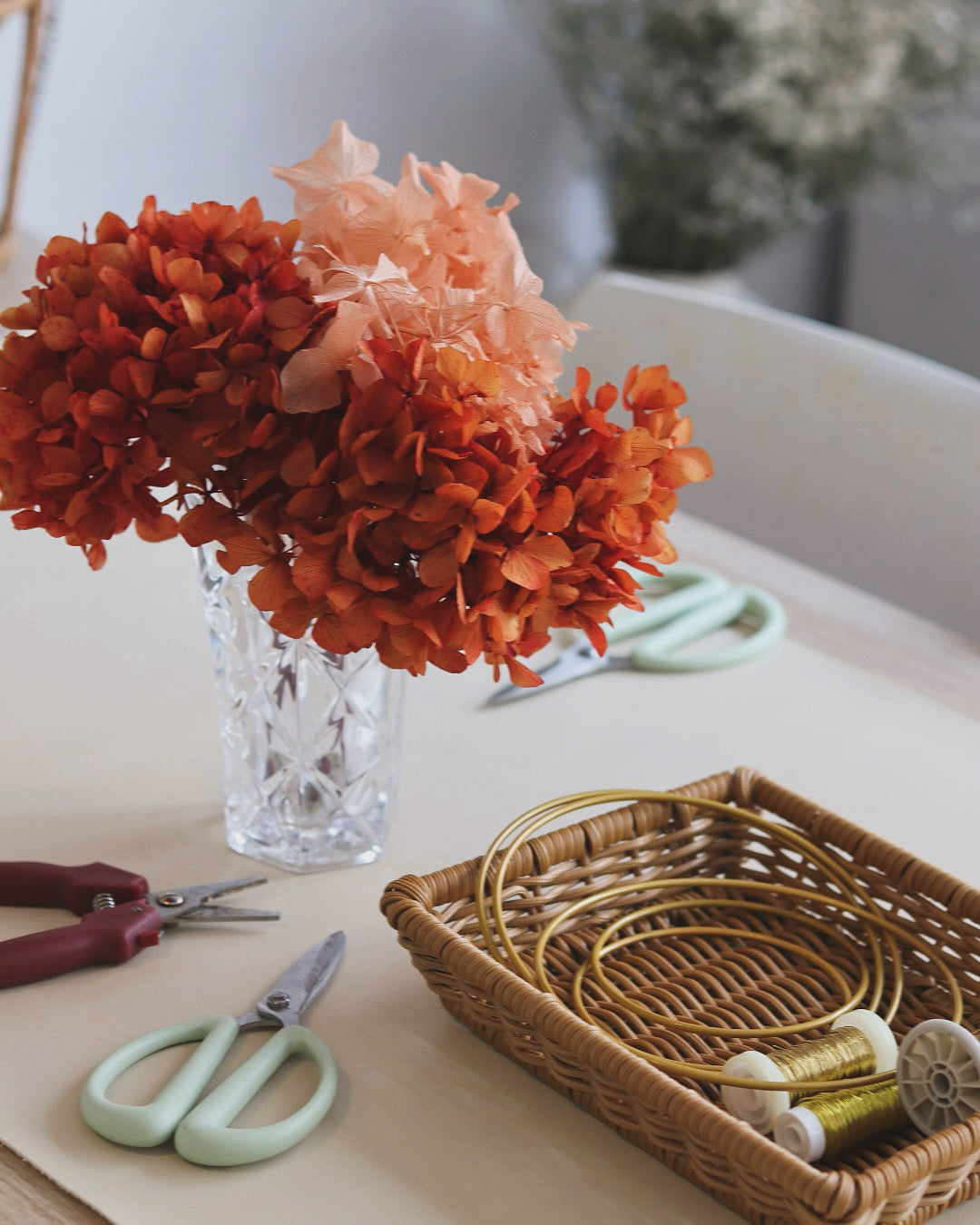 Atelier couronne mural en fleurs séchées