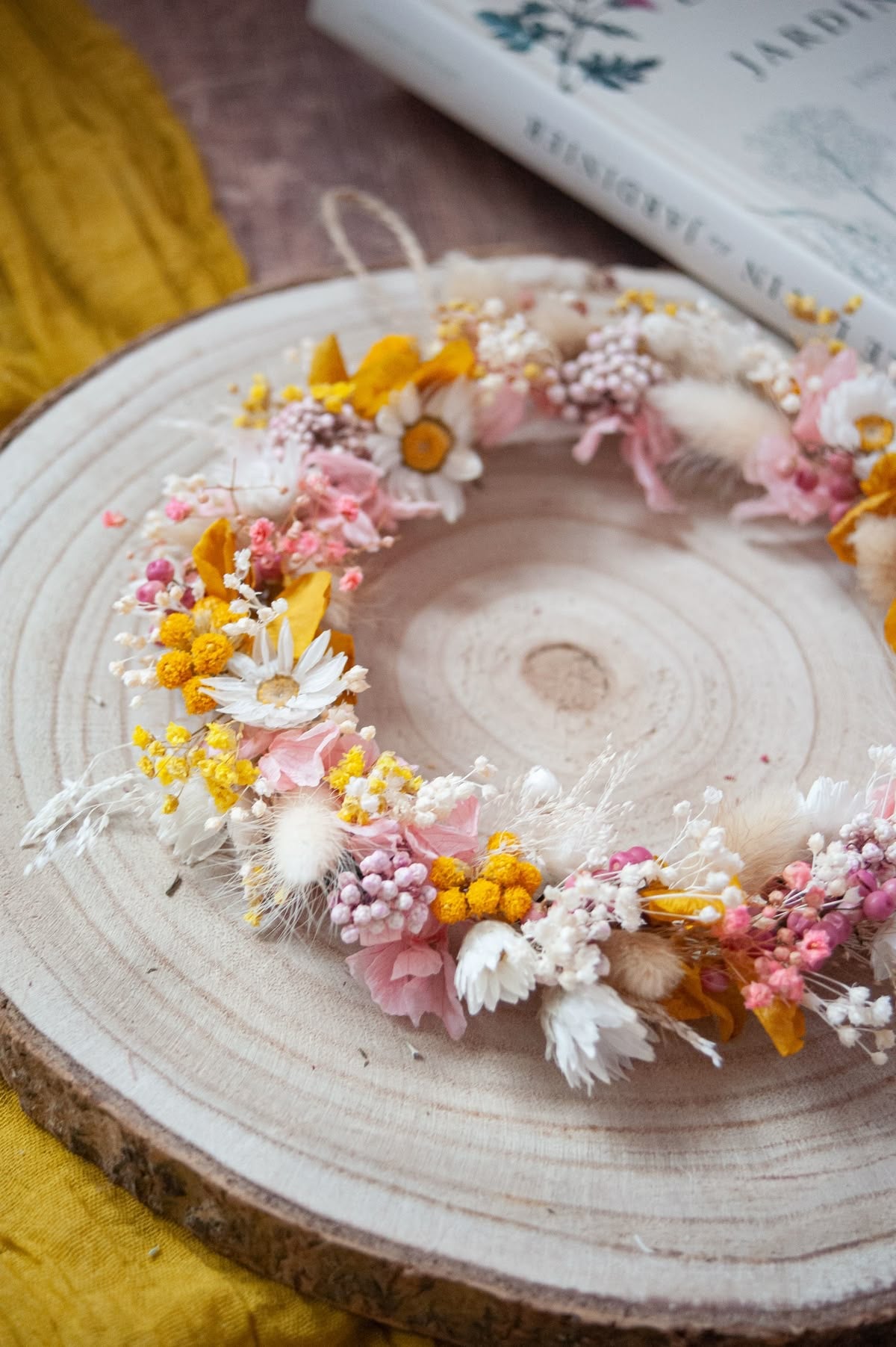 Atelier couronne mural en fleurs séchées