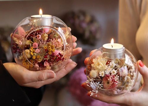 Atelier bougeoir en fleurs séchées