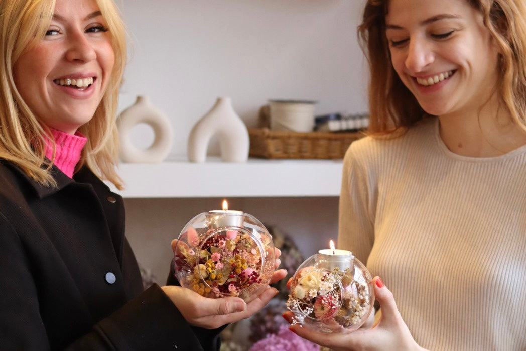 Atelier bougeoir en fleurs séchées