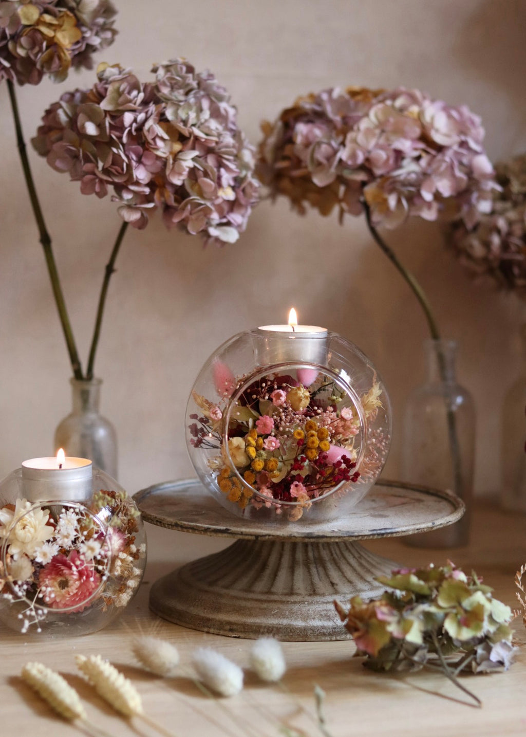 Atelier bougeoir en fleurs séchées