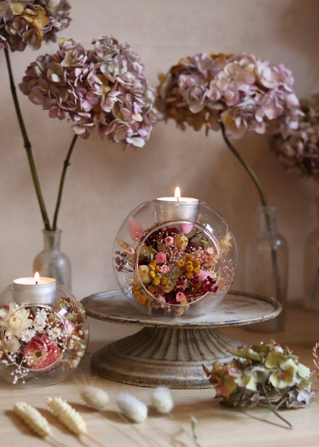 Atelier bougeoir en fleurs séchées