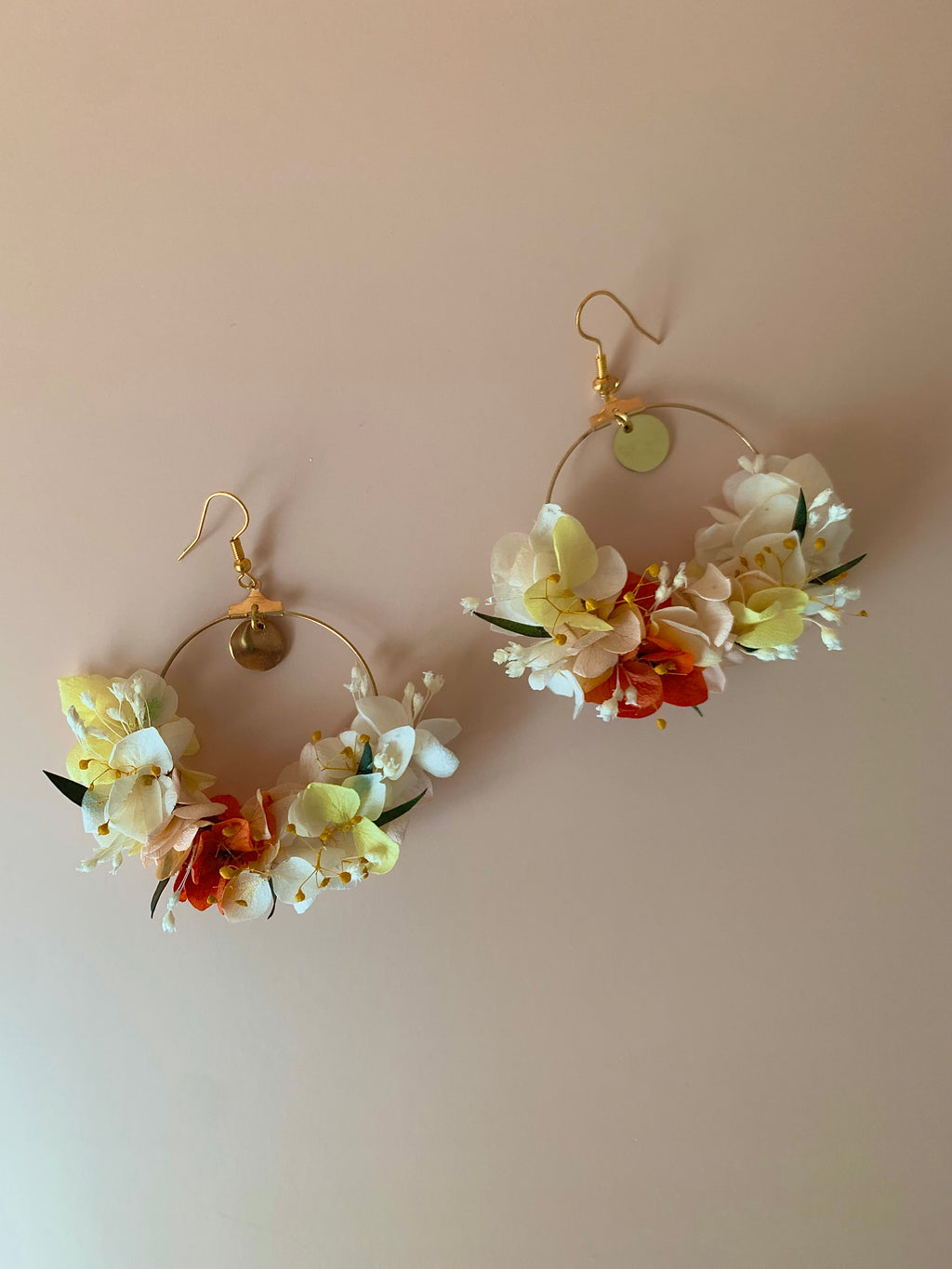 Boucles d'oreilles en fleurs stabilisées