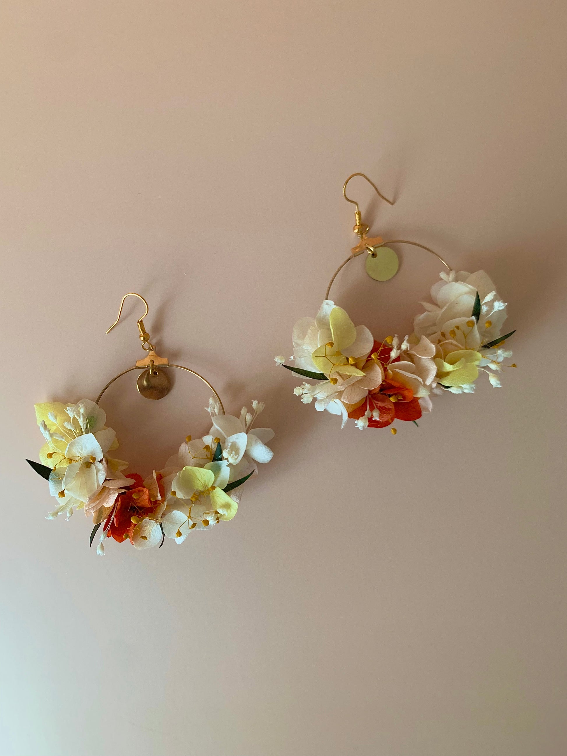 Boucles d'oreilles en fleurs stabilisées