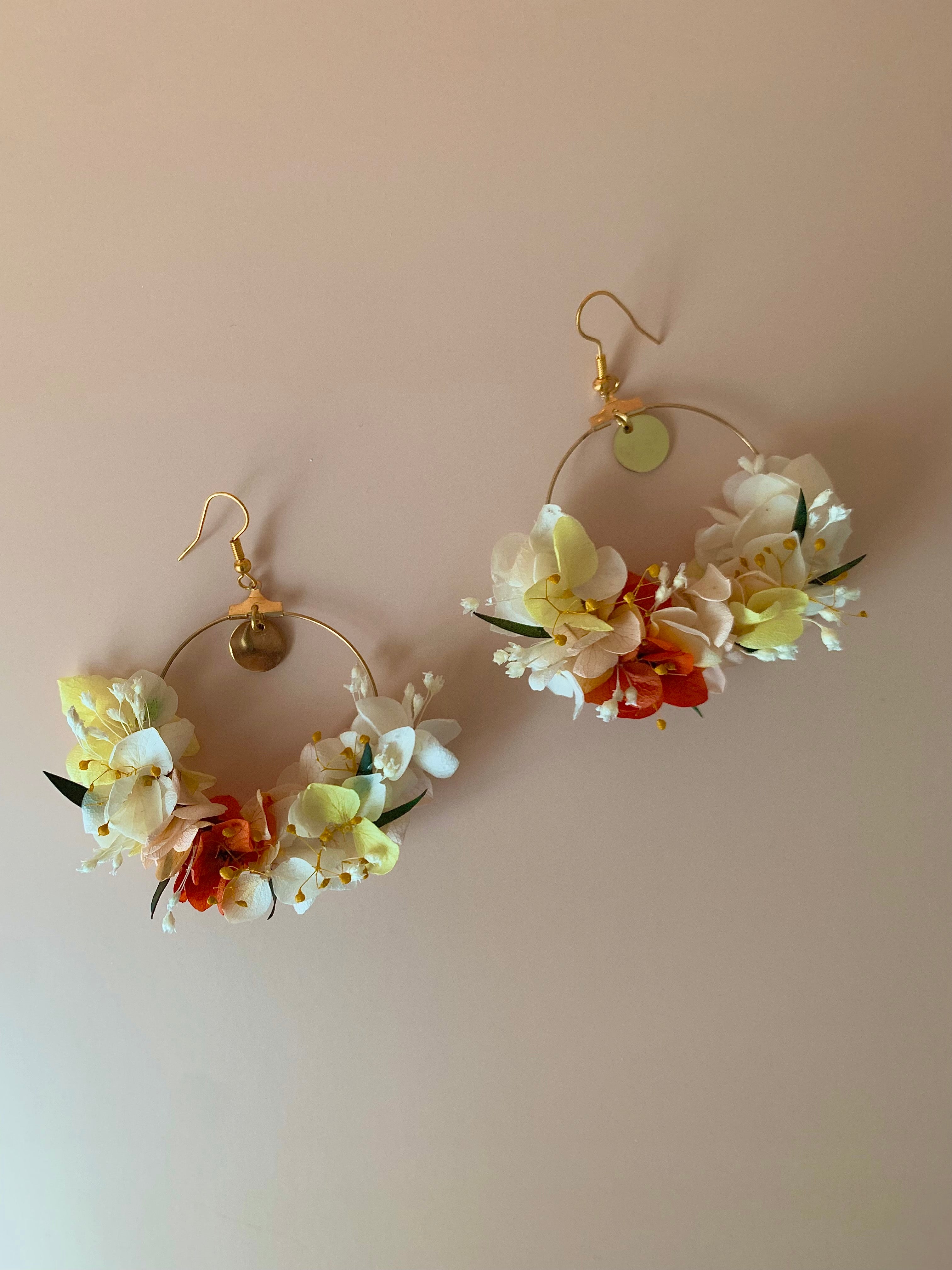 Boucles d'oreilles en fleurs stabilisées