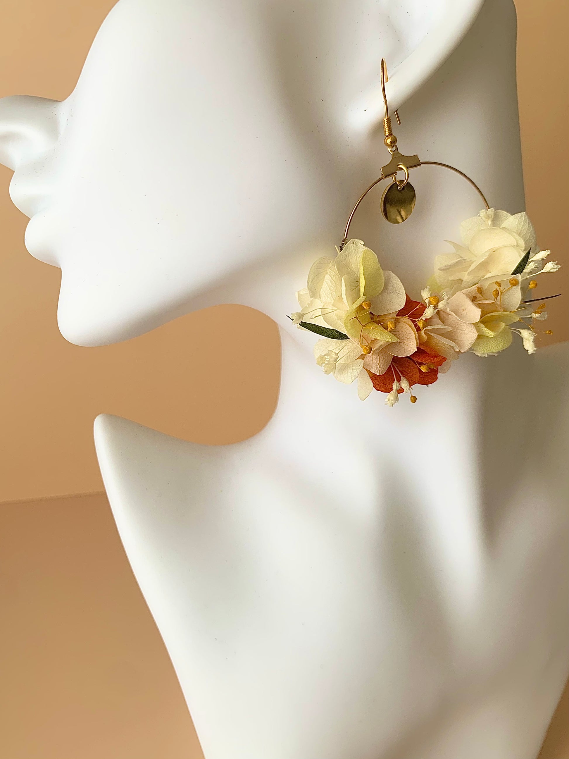 Boucles d'oreilles en fleurs stabilisées