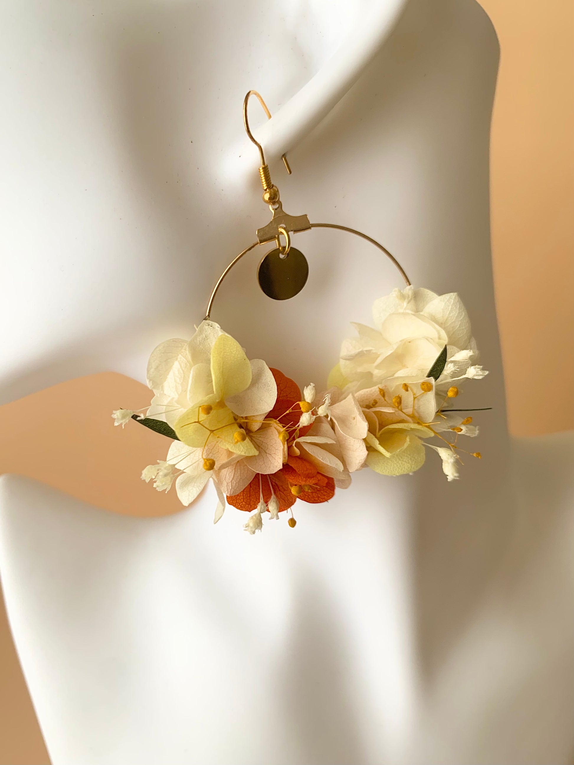 Boucles d'oreilles en fleurs stabilisées