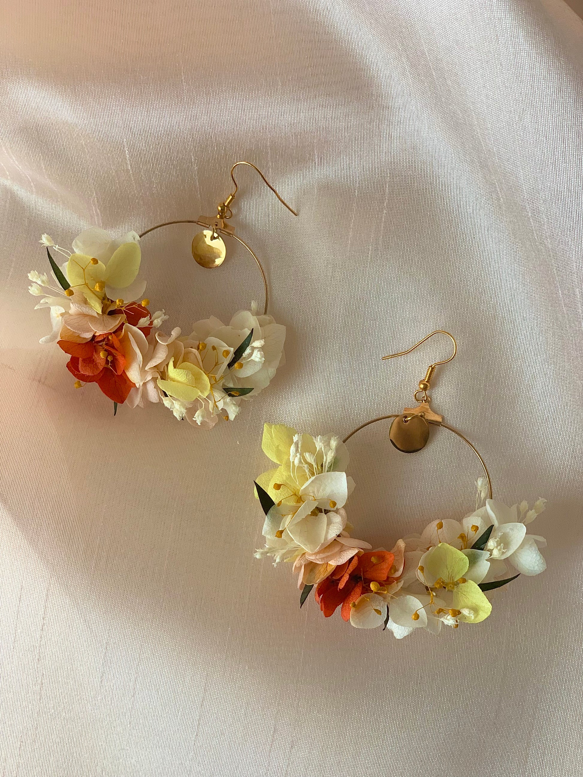 Boucles d'oreilles en fleurs stabilisées