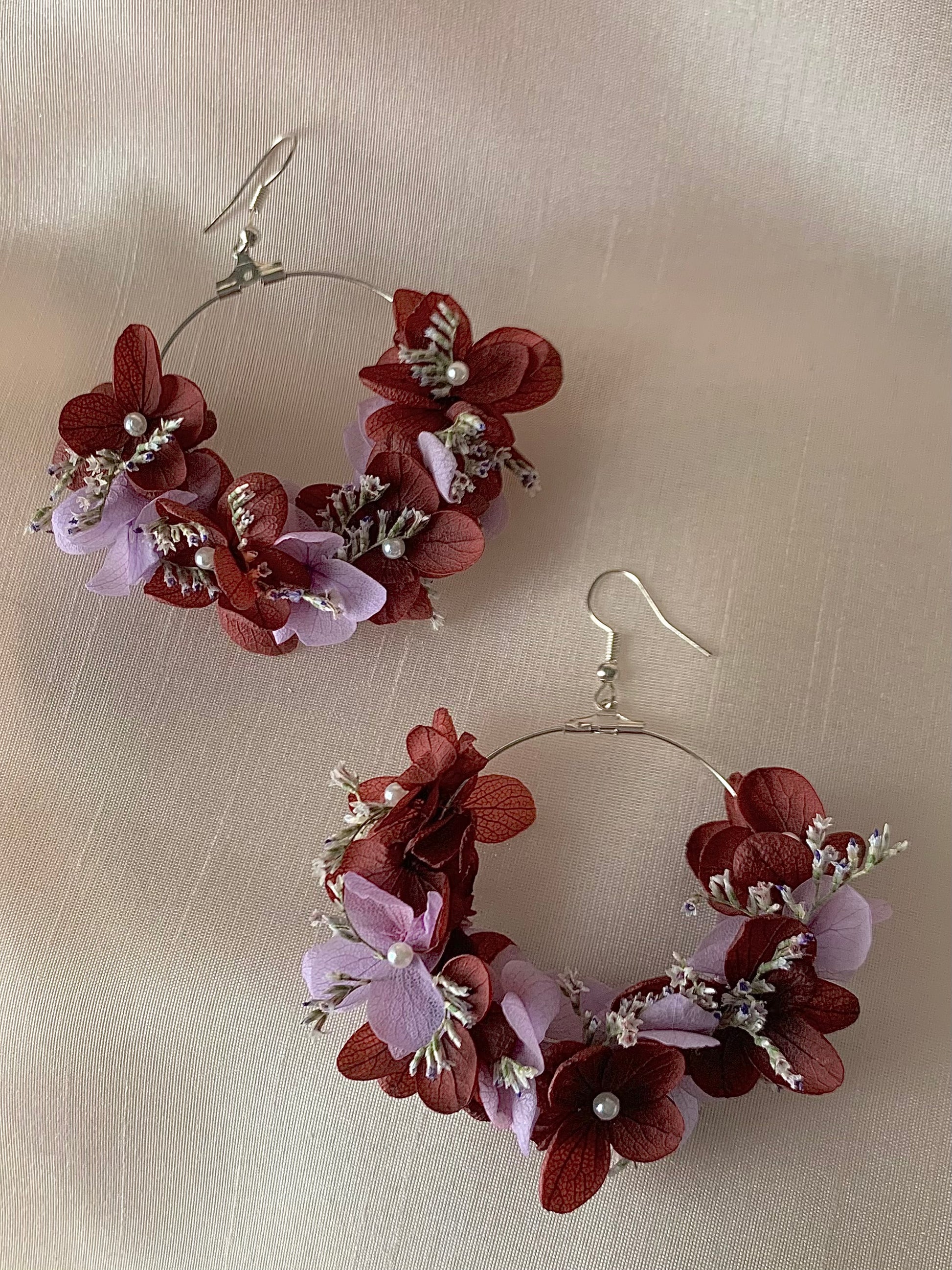 Boucles d'oreilles en fleurs stabilisées