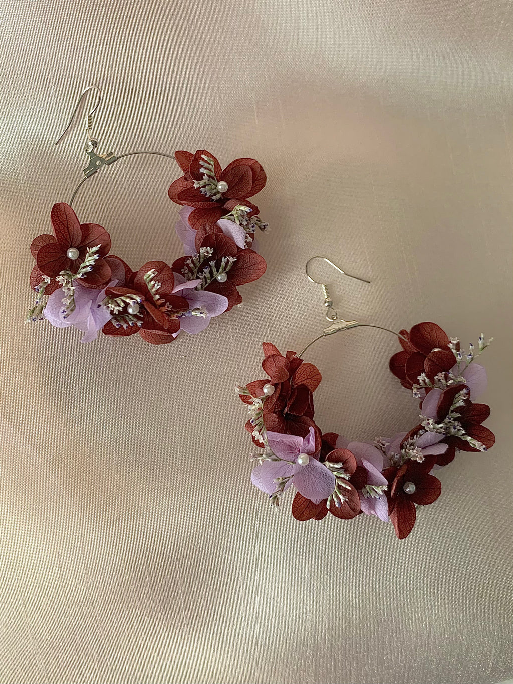 Boucles d'oreilles en fleurs stabilisées