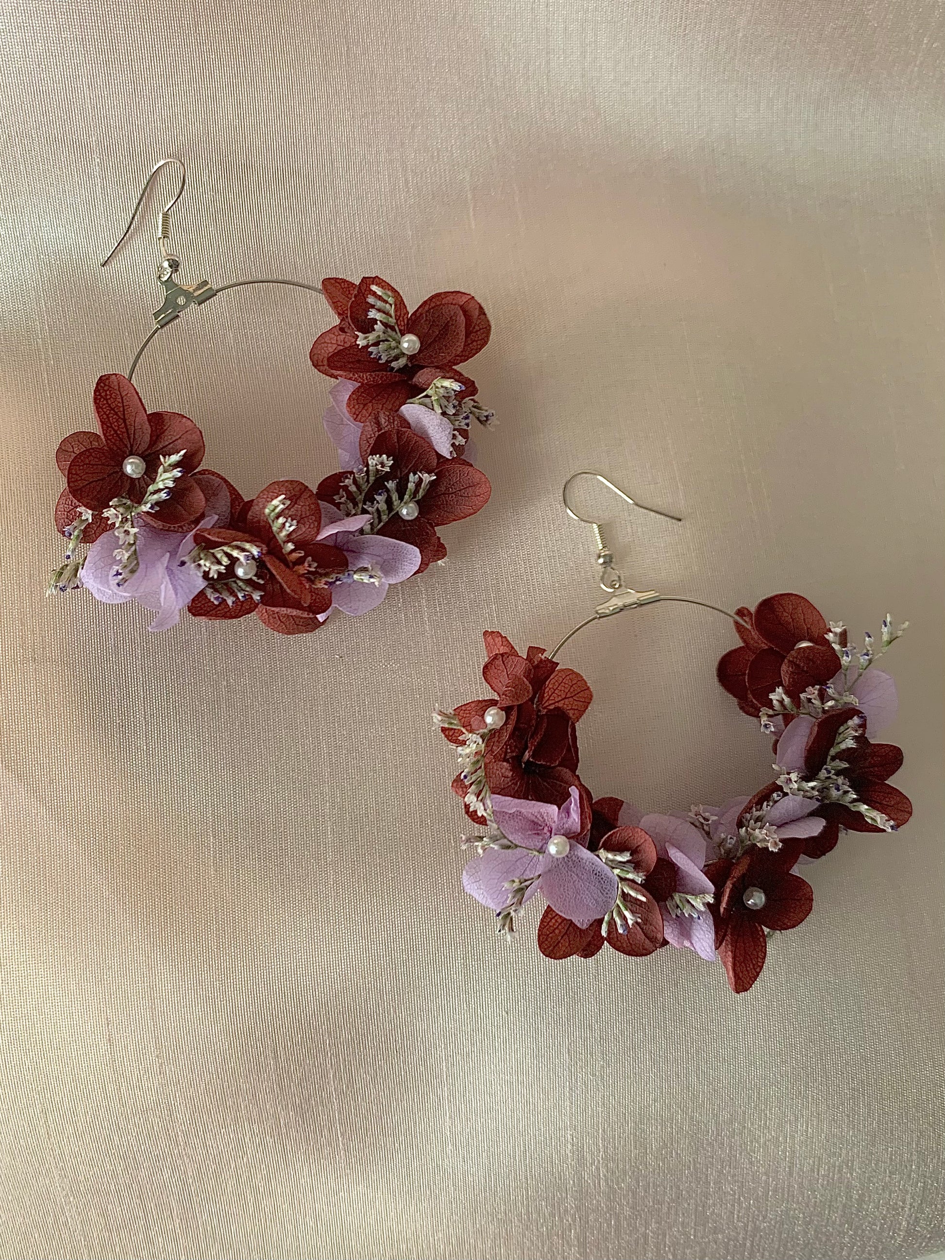 Boucles d'oreilles en fleurs stabilisées