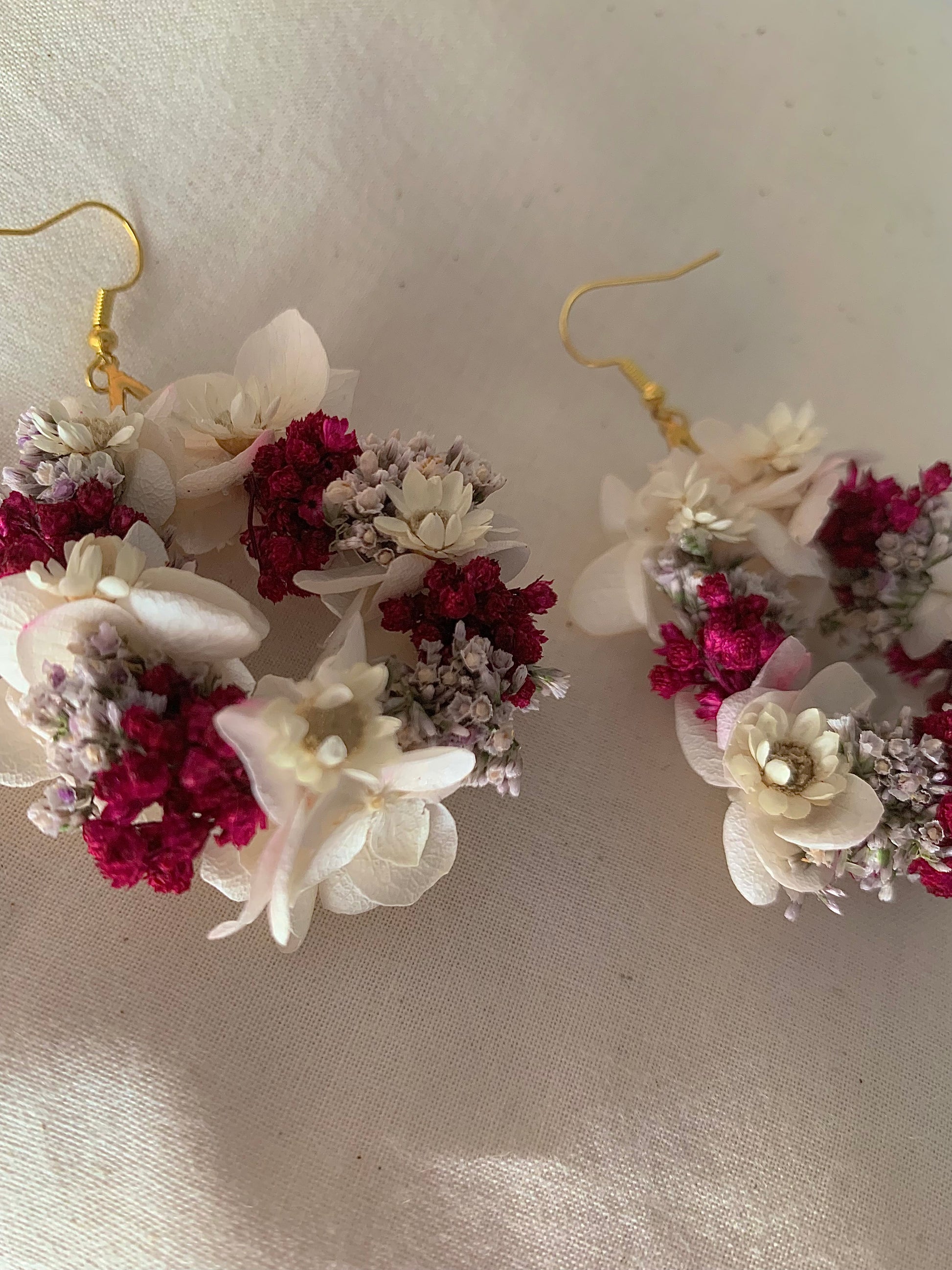 Boucles d'oreilles en fleurs stabilisées
