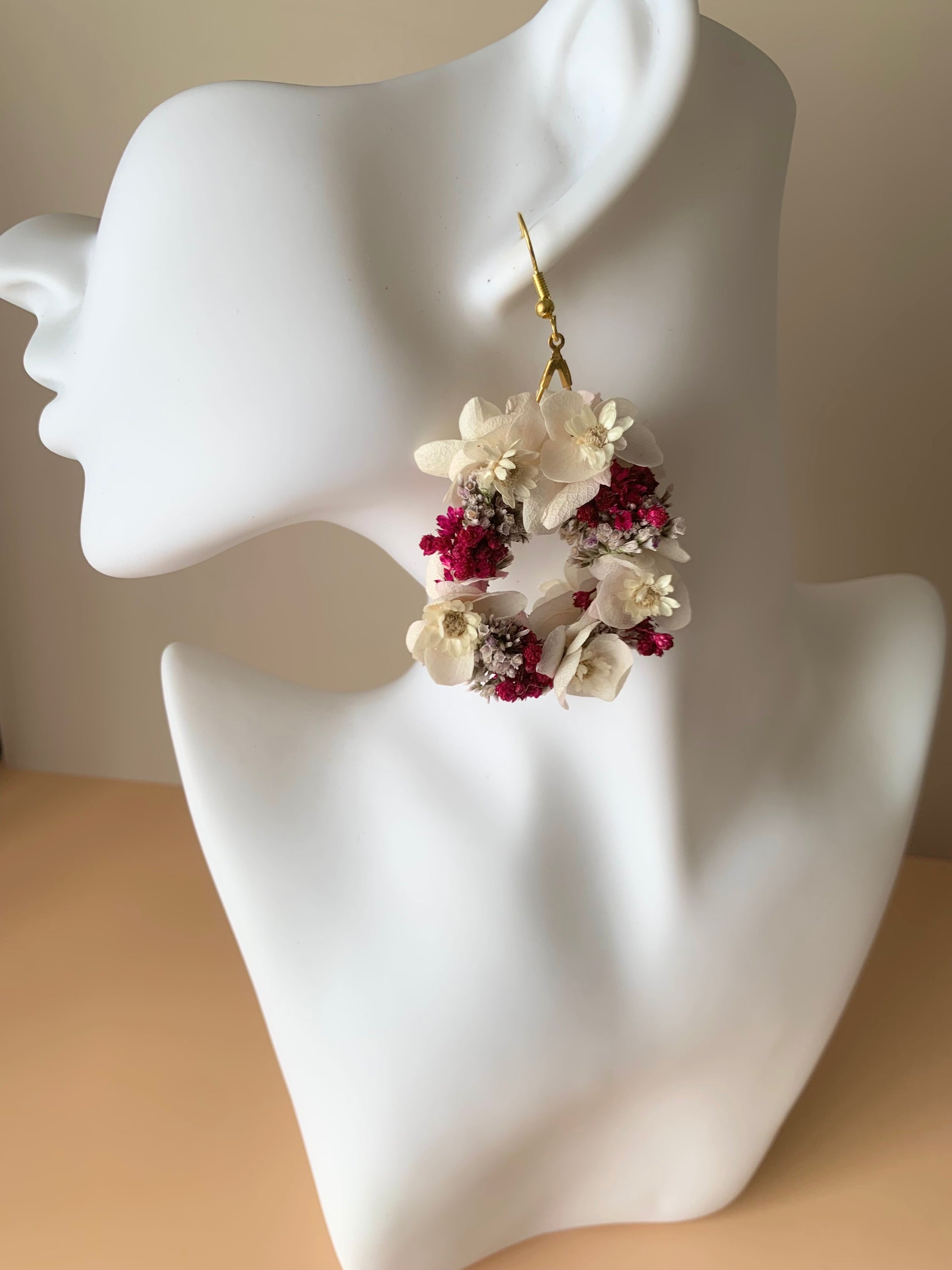 Boucles d'oreilles en fleurs stabilisées