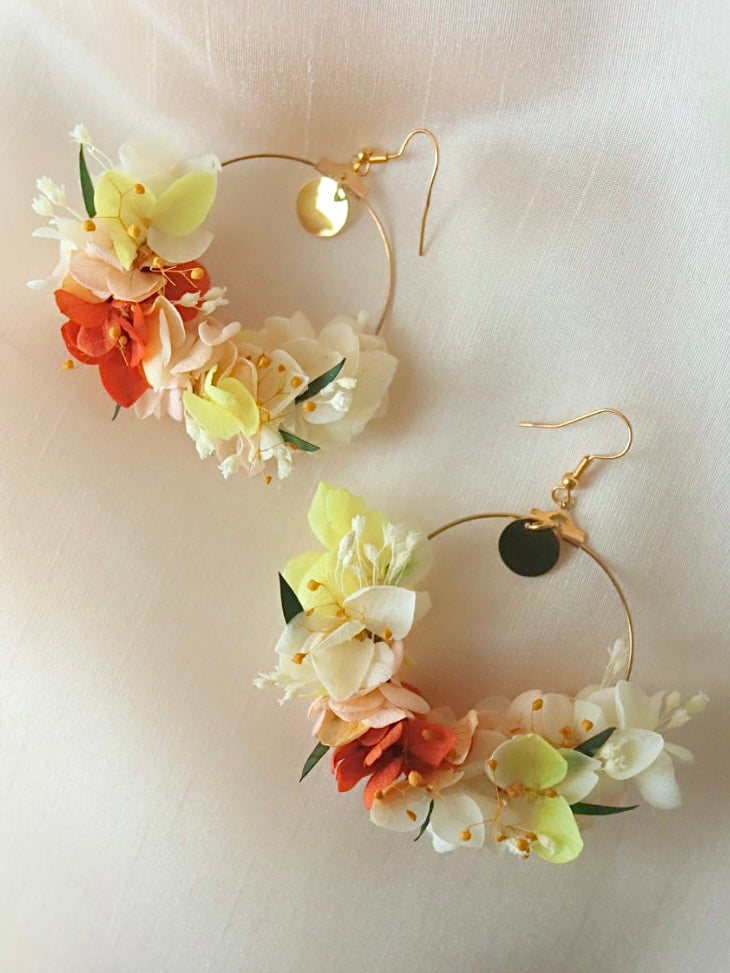 Boucles d'oreilles en fleurs stabilisées