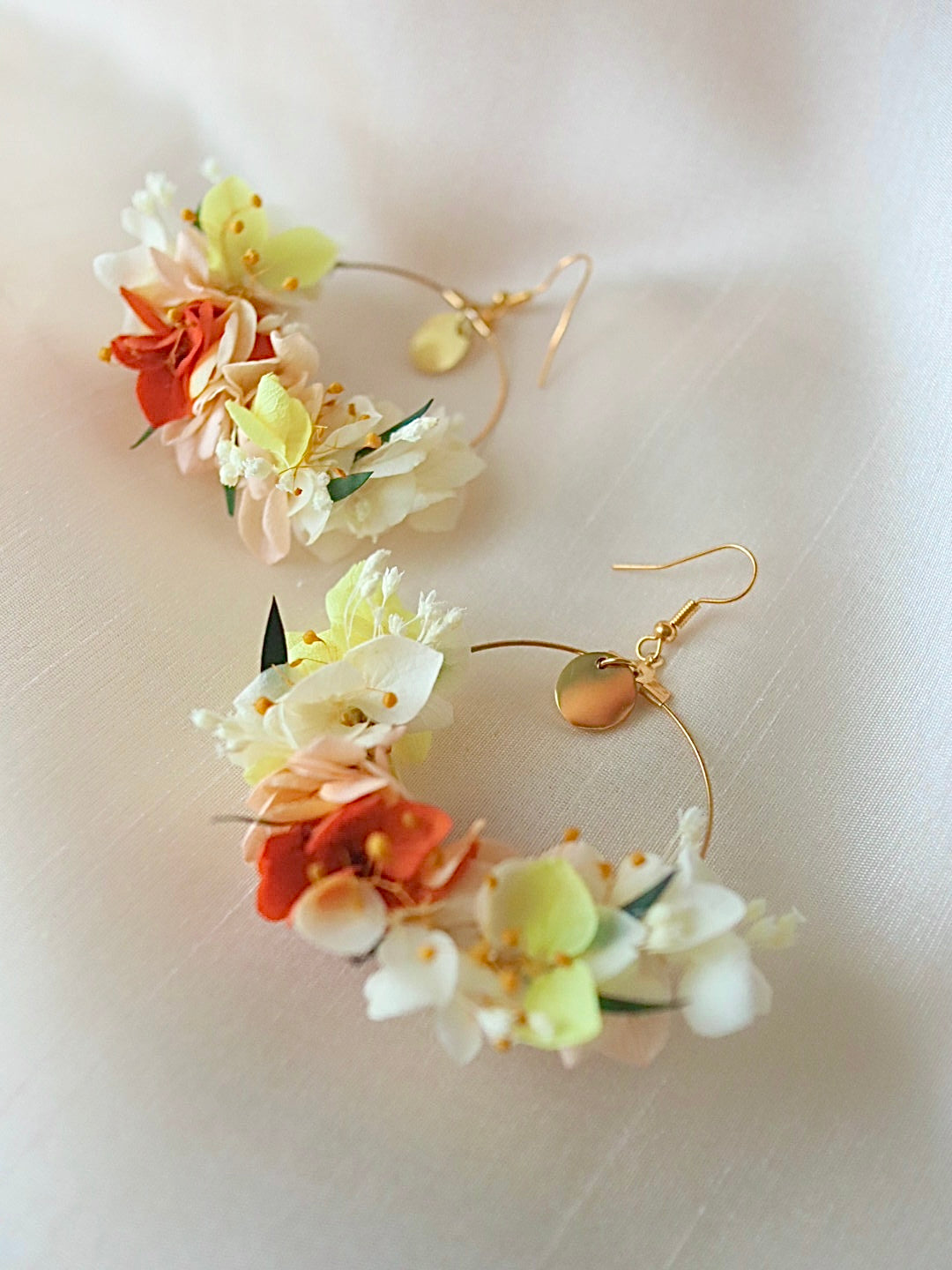 Boucles d'oreilles en fleurs stabilisées