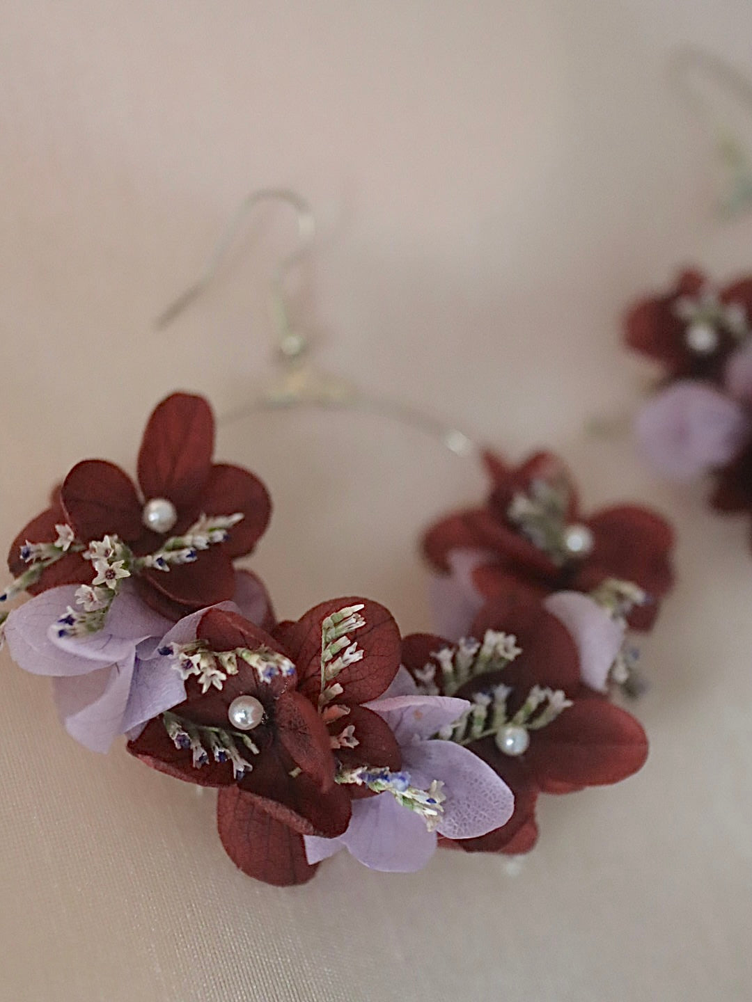 Boucles d'oreilles en fleurs stabilisées