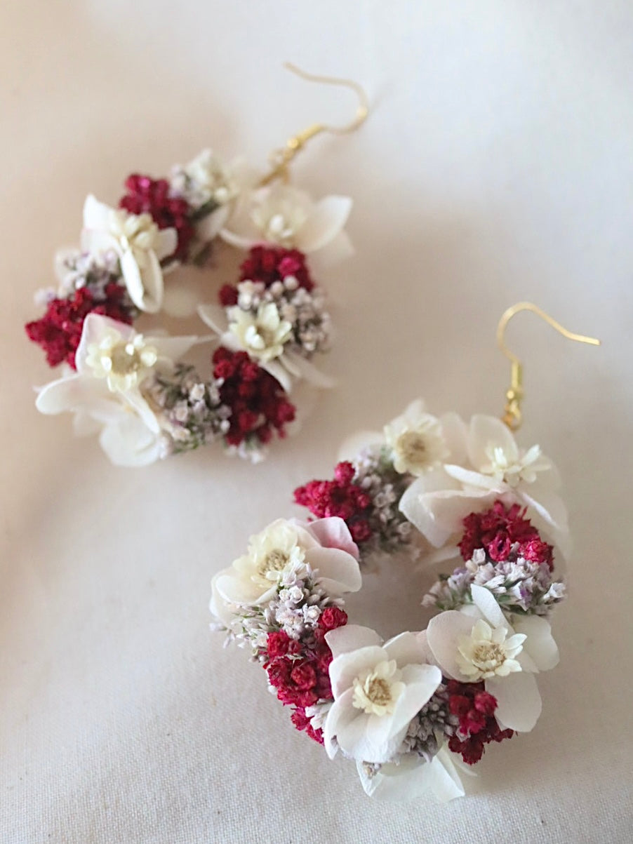 Boucles d'oreilles en fleurs stabilisées