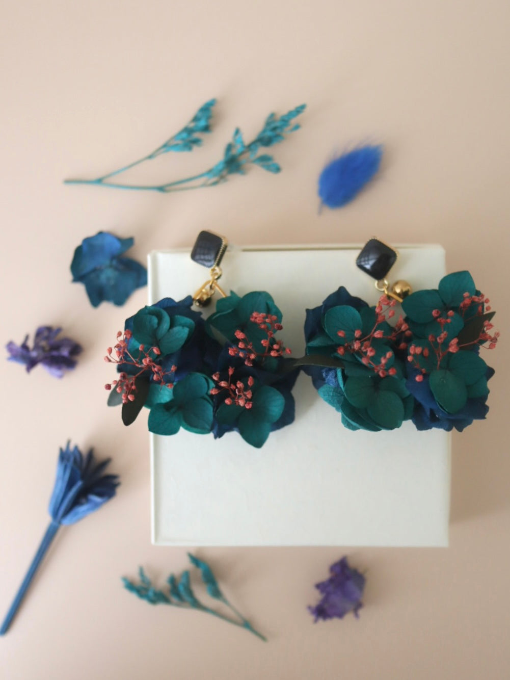 Boucles d'oreilles en fleurs stabilisées