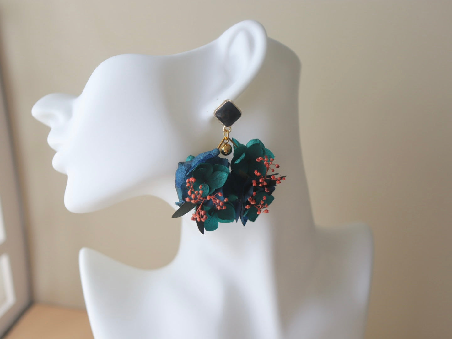 Boucles d'oreilles en fleurs stabilisées