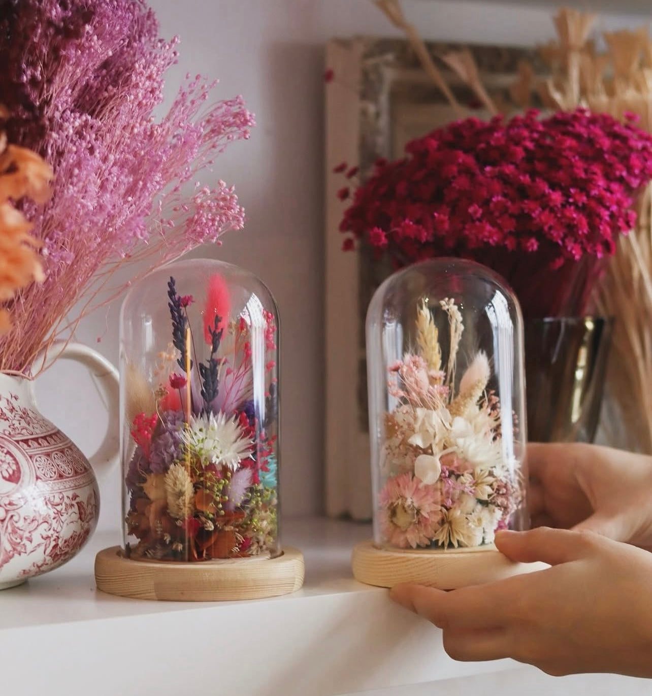 Atelier cloche en fleurs séchées
